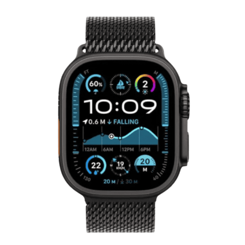 Apple Watch Ultra 2 GPS + Cellular 49mm Black Titanium Case with Black Milanese Loop | Large